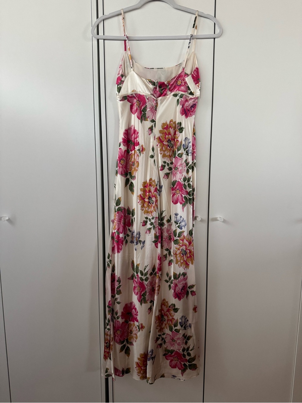 Reformation Kailyn Floral Silk Slip Maxi Dress in Cream and Pink - Picture 5 of 6
